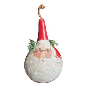 Vintage‎ Jean Ferguson Signed Folk Art Large Hand Painted Santa Gourd 13"X8"X8"